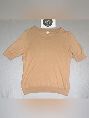 Talbots 100% Cotton Women’s Lightweight Crewneck Sweater - Tan size Large